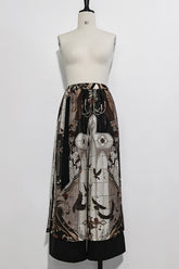 Pantalons Ouji Lolita à jambes larges avec imprimé multicolore de commande de nuit